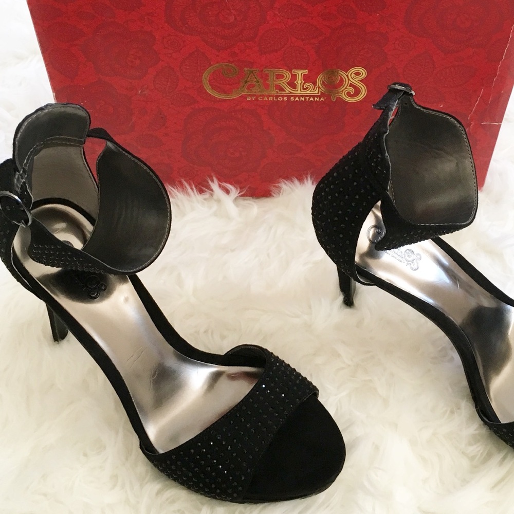 Carlos Santana Black Nikola Sparkly Ankle Heels 8